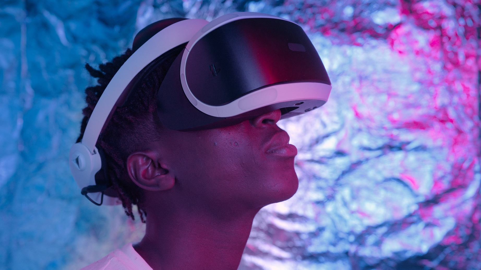 Close-up Photo of Person using Virtual Reality Goggles